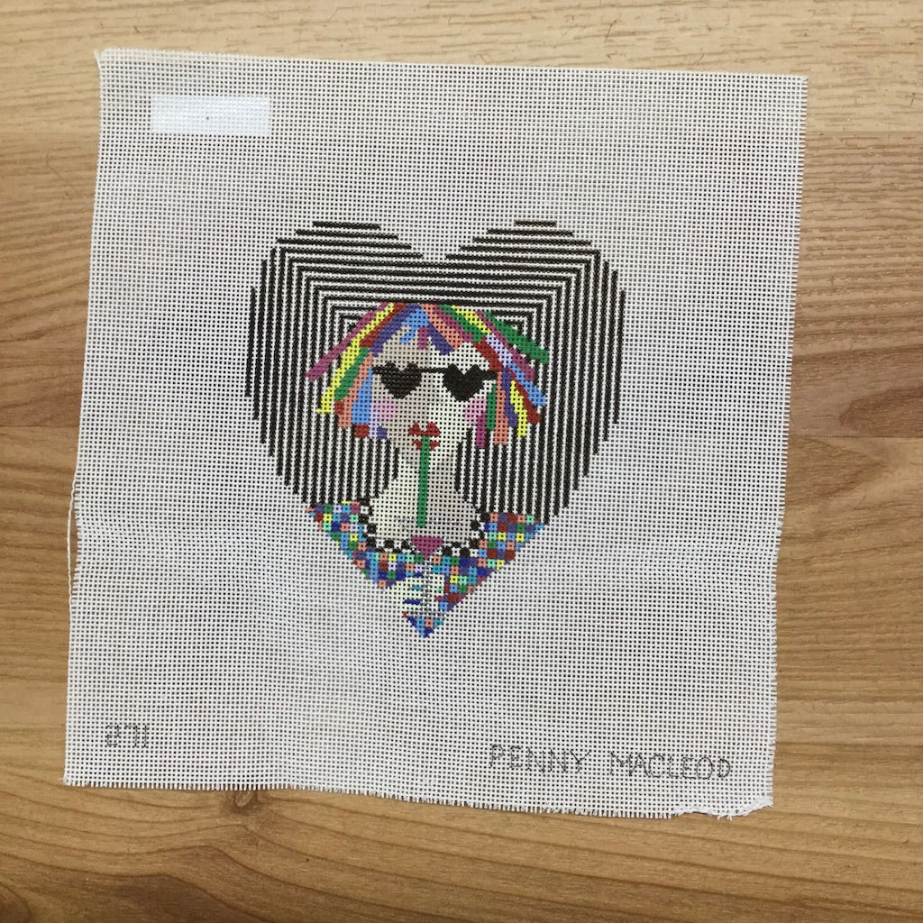 Cosmo Heart Needlepoint Canvas - KC Needlepoint