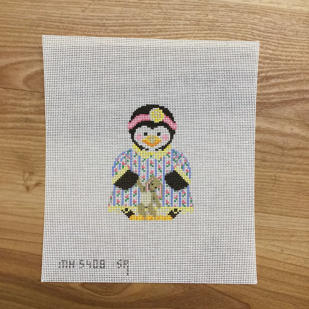 Penguin Girl in Nightie Canvas - KC Needlepoint