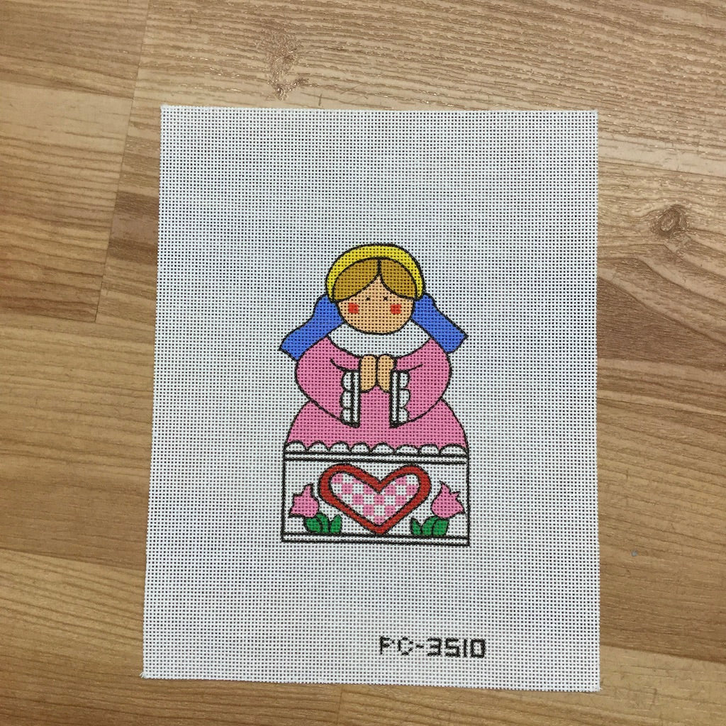 Lady in Pink Canvas - KC Needlepoint