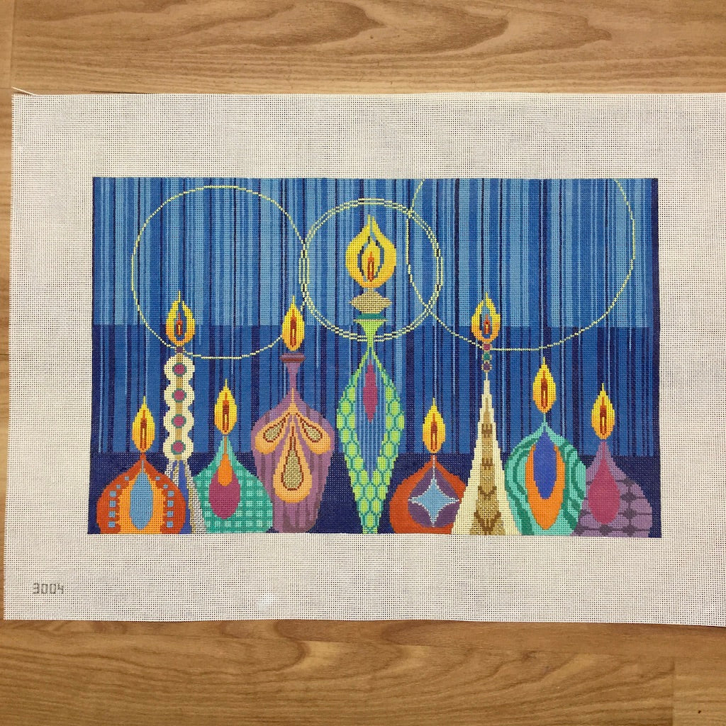 Colorful Menorah Canvas - KC Needlepoint