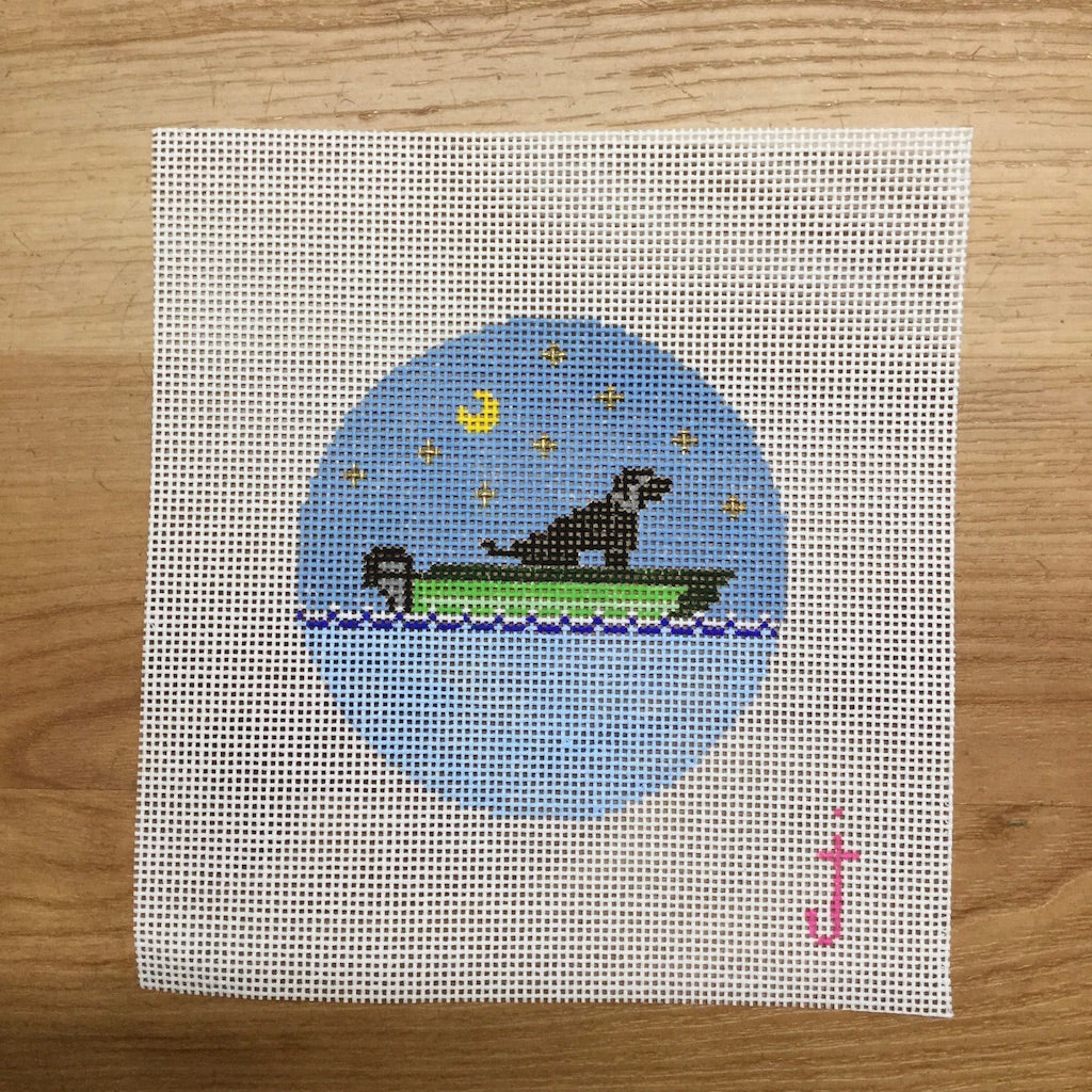 Lab in a Boat Canvas - KC Needlepoint