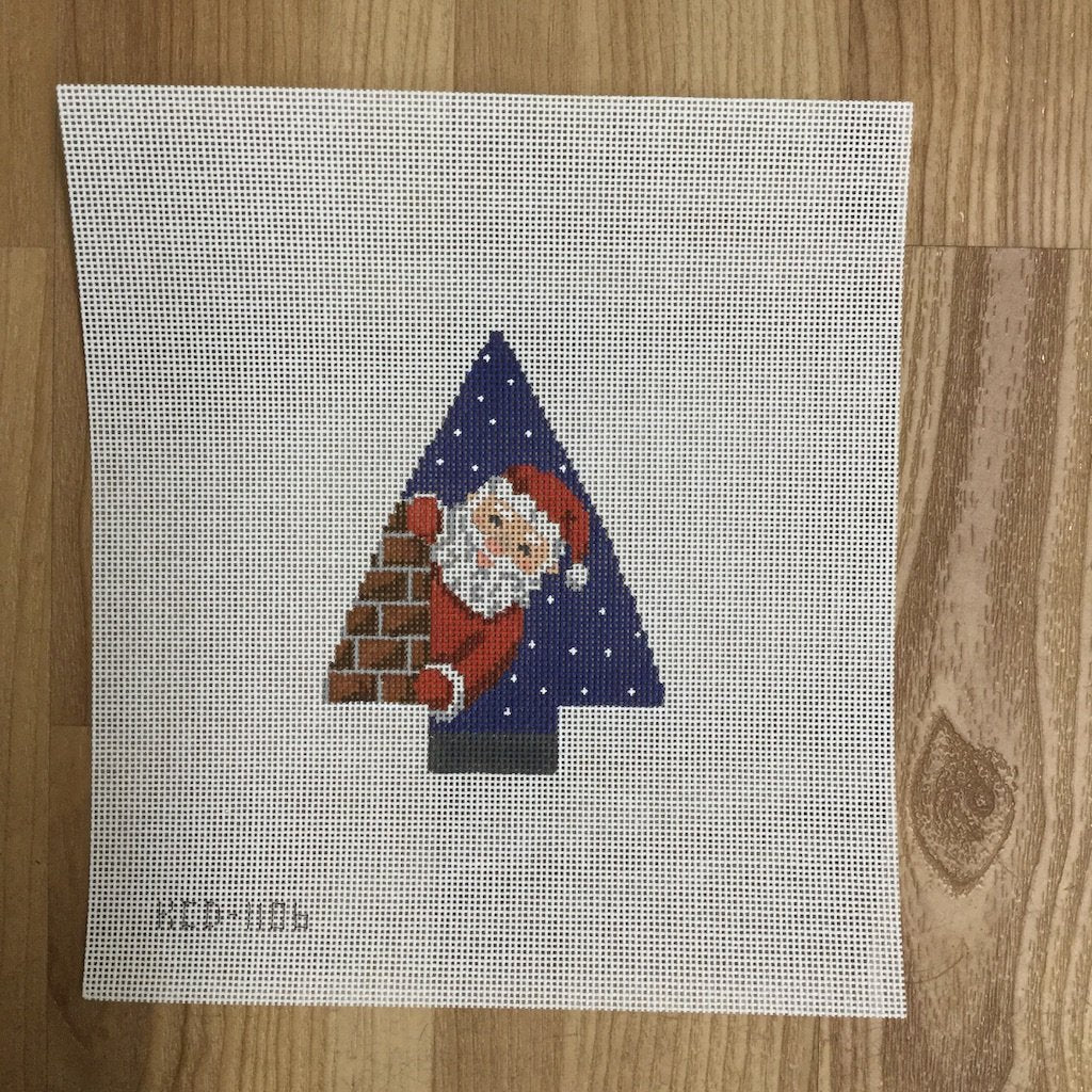 Santa in the Chimney Ornament - KC Needlepoint