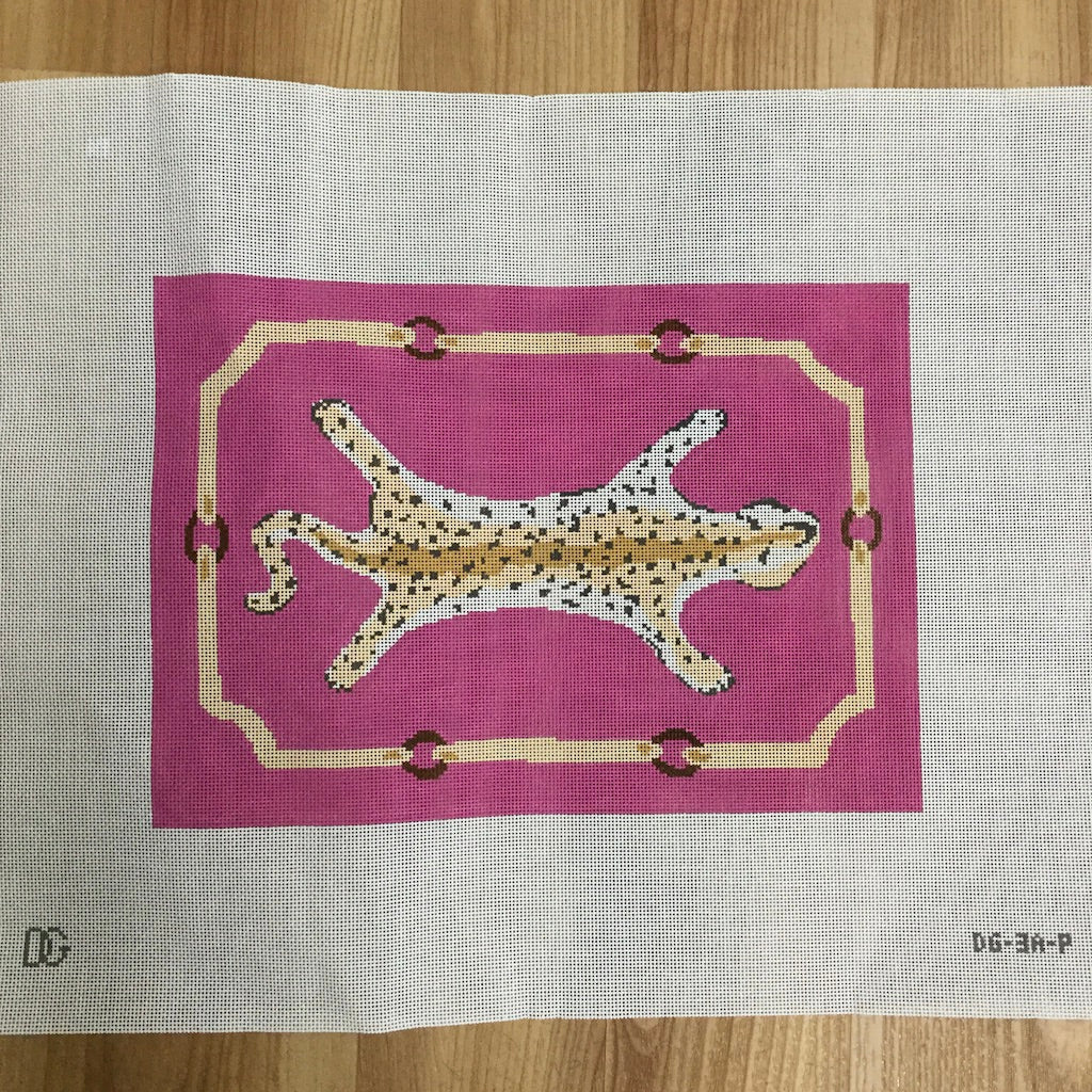 Leopard in Pink Clutch Canvas - KC Needlepoint
