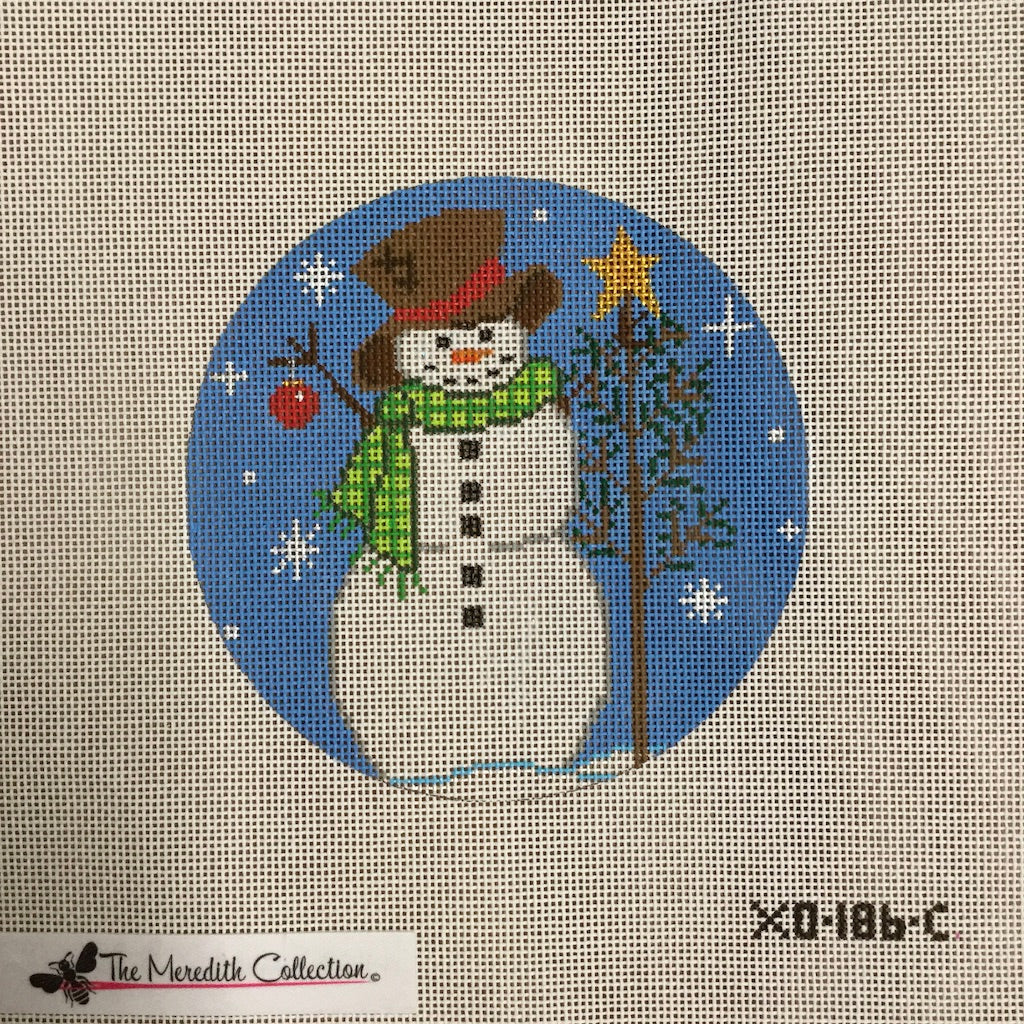 Snowman with Tree Canvas - KC Needlepoint