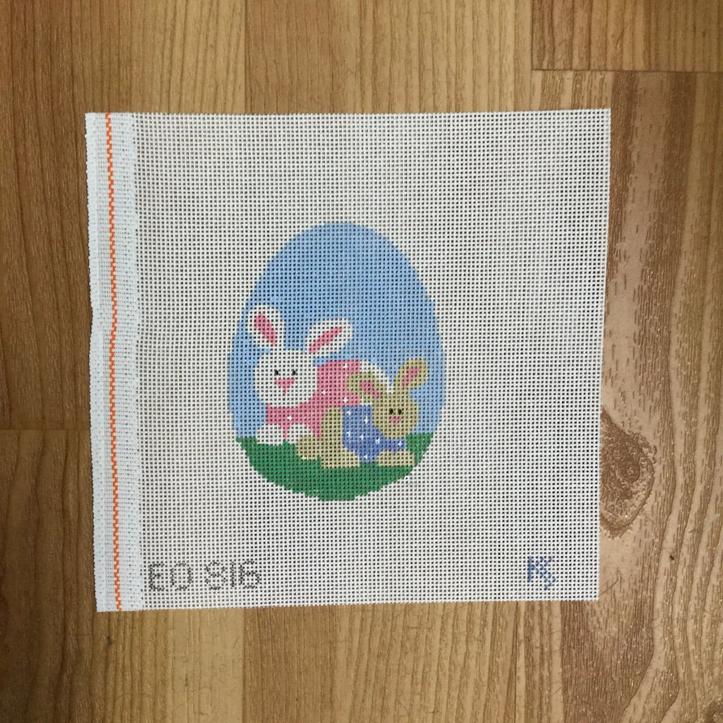 Mother & Baby Bunny Egg Canvas - KC Needlepoint