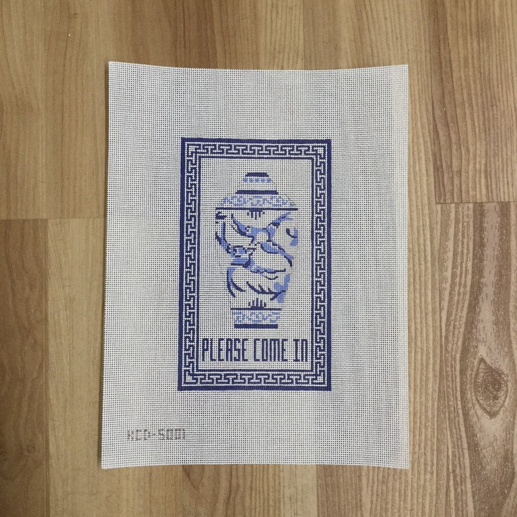 Blue Ginger Jar - Please Come In - KC Needlepoint