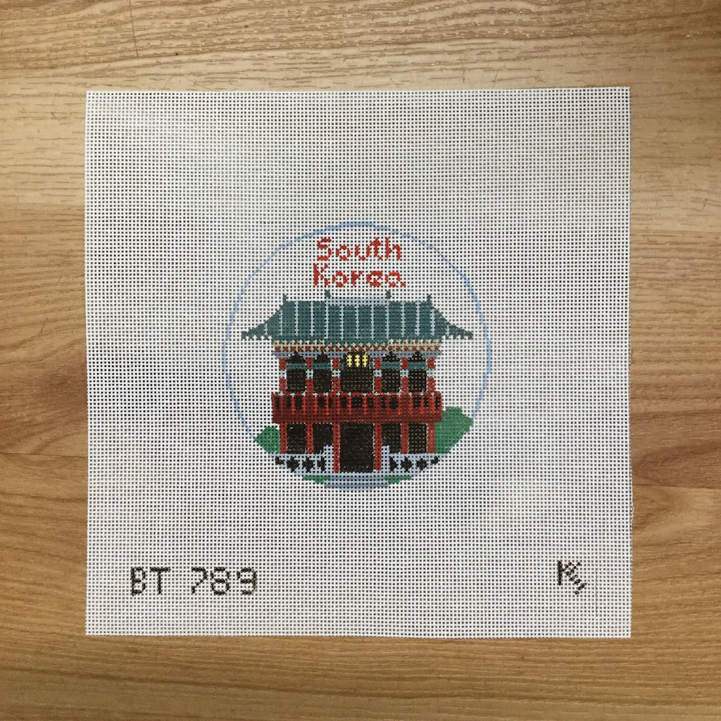 South Korea Travel Round Canvas - KC Needlepoint