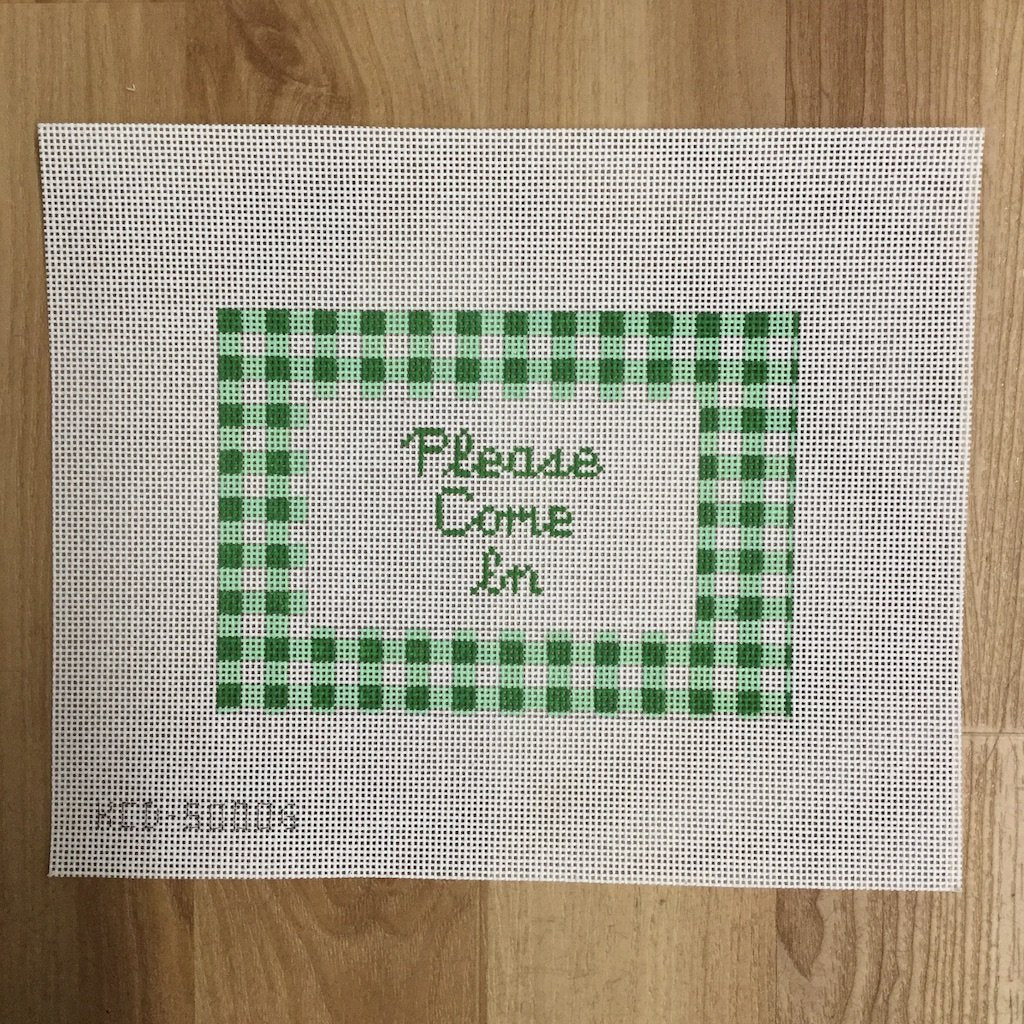 Gingham Please Come In Canvas - KC Needlepoint