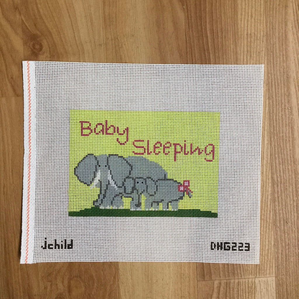Elephants Baby Sleeping Canvas - KC Needlepoint
