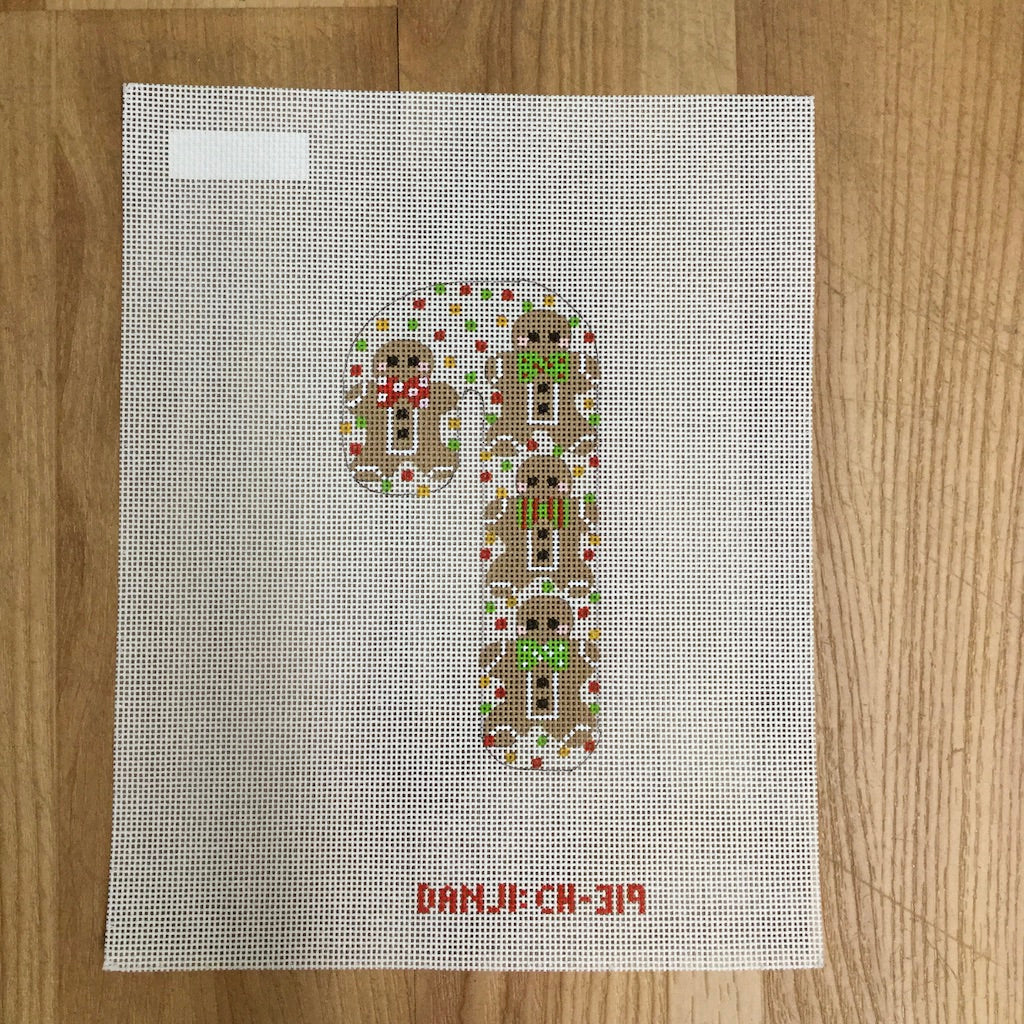 Gingerbread Men Candy Cane Canvas - KC Needlepoint