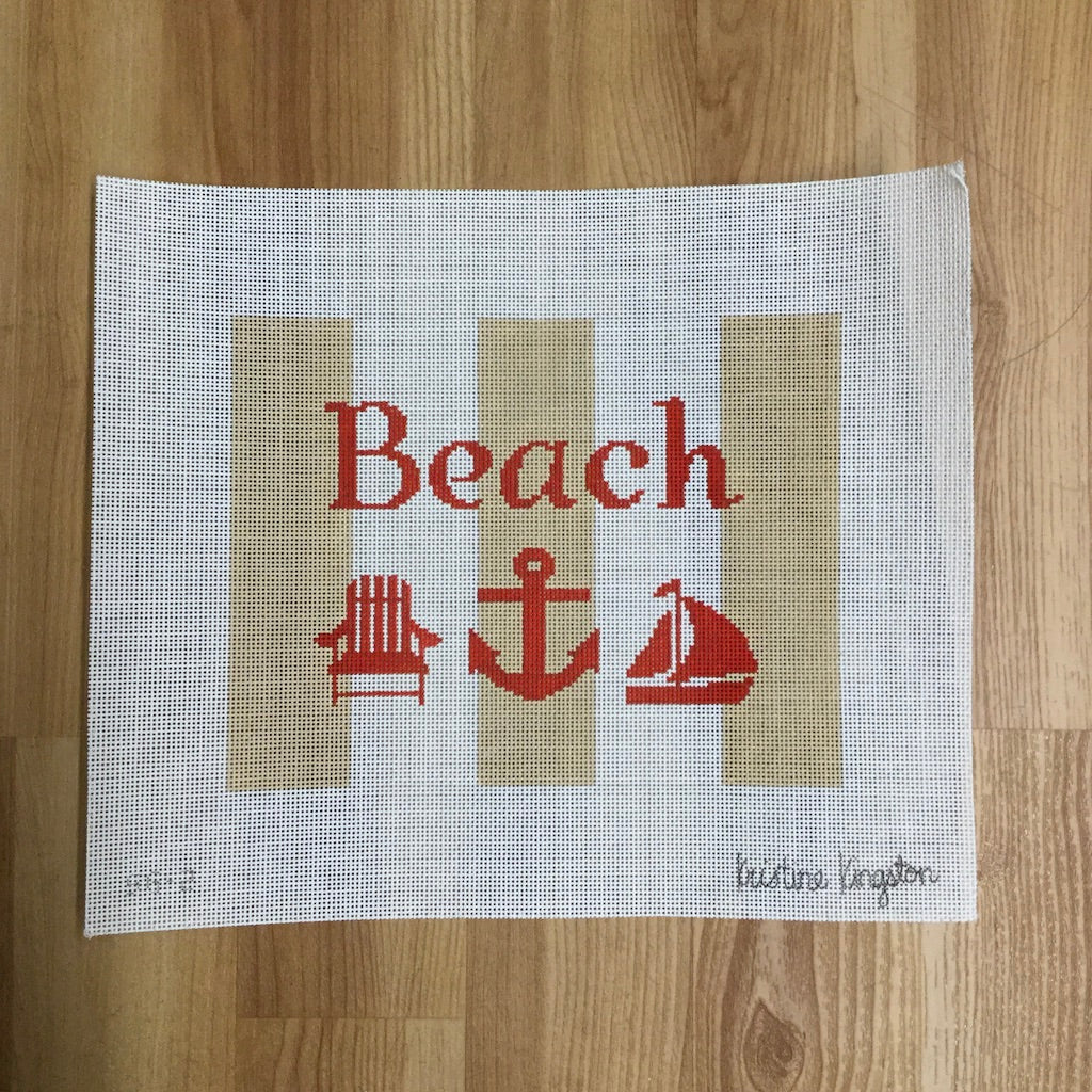 Tan and White Beach Canvas - KC Needlepoint