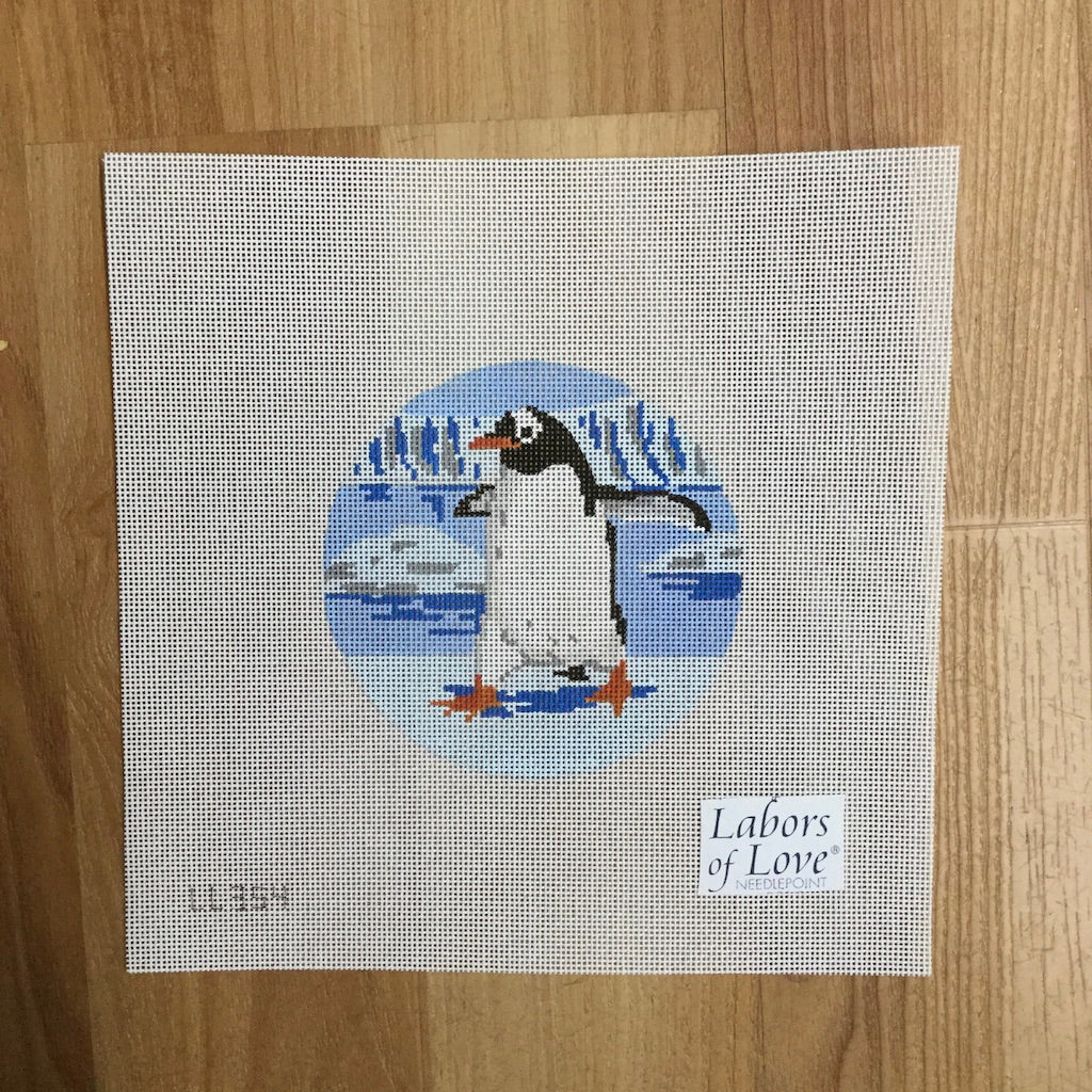 Frolicking Penguin Canvas - KC Needlepoint