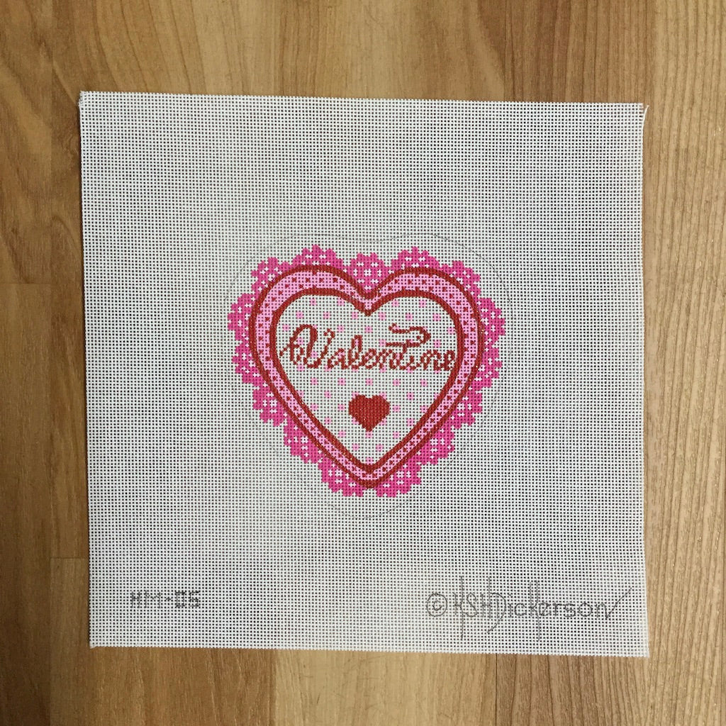 Valentine Heart Needlepoint Canvas - KC Needlepoint