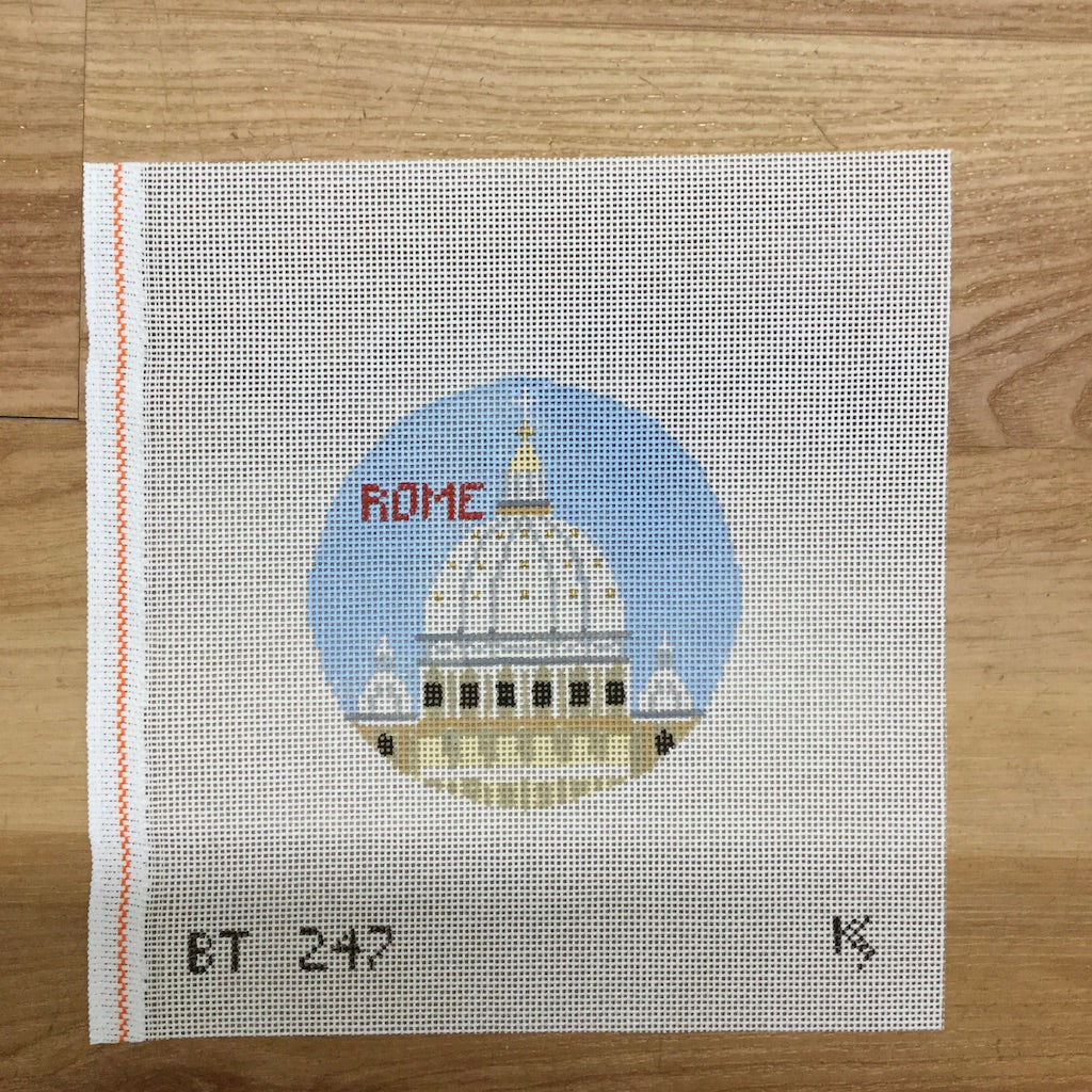Rome Travel Round Canvas - KC Needlepoint