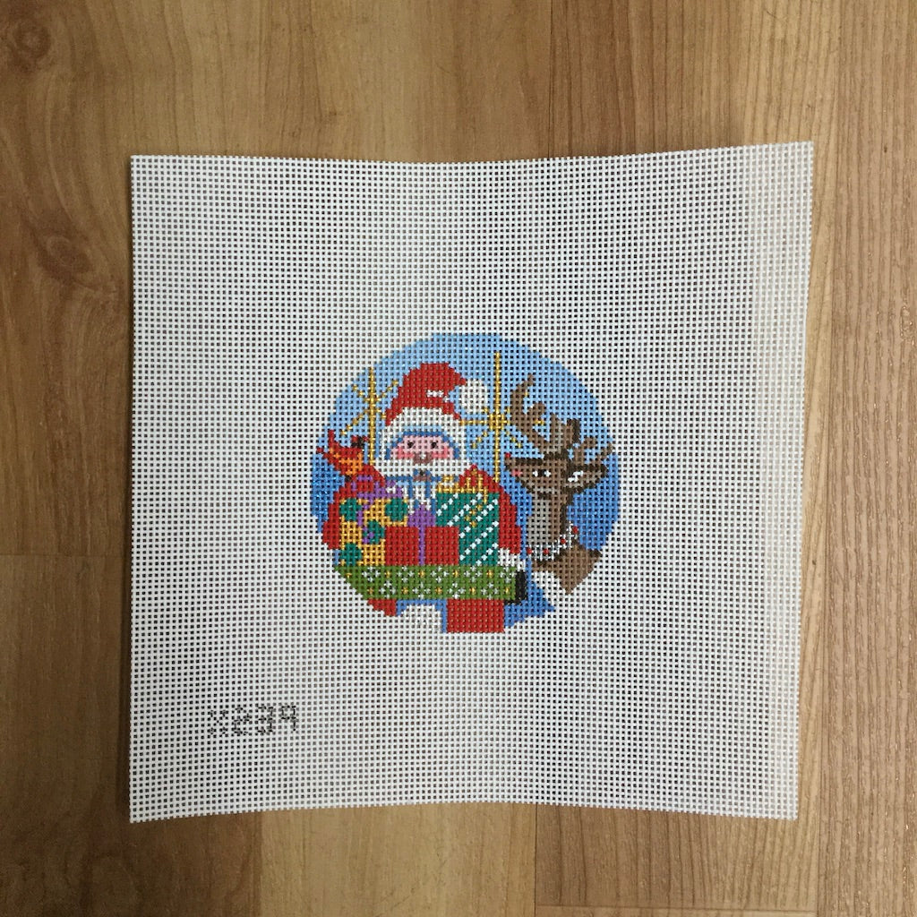 Santa and Reindeer Canvas - KC Needlepoint