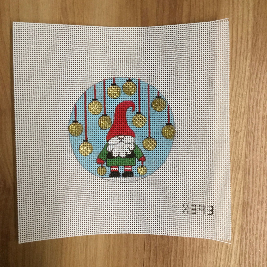 Gnome and Ornaments Canvas - KC Needlepoint
