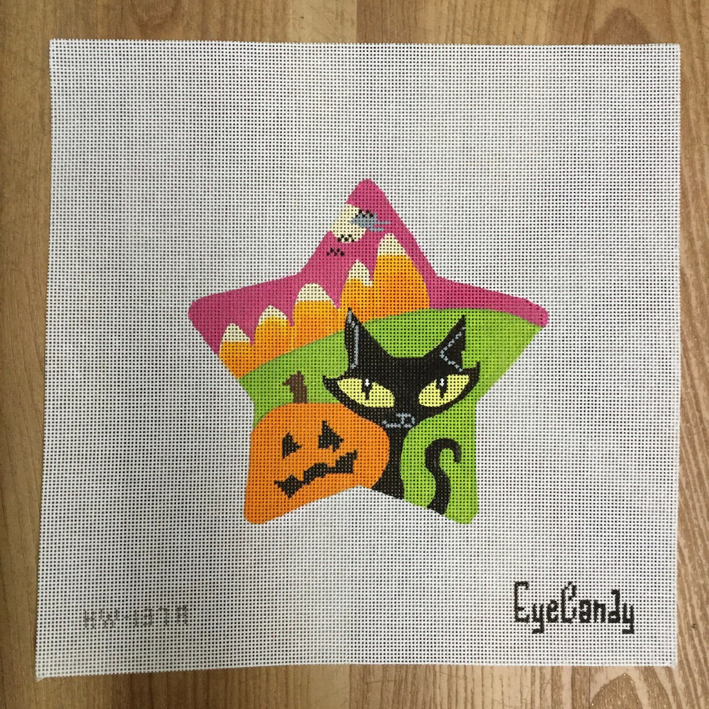 Kitty Spooky Star Canvas - KC Needlepoint
