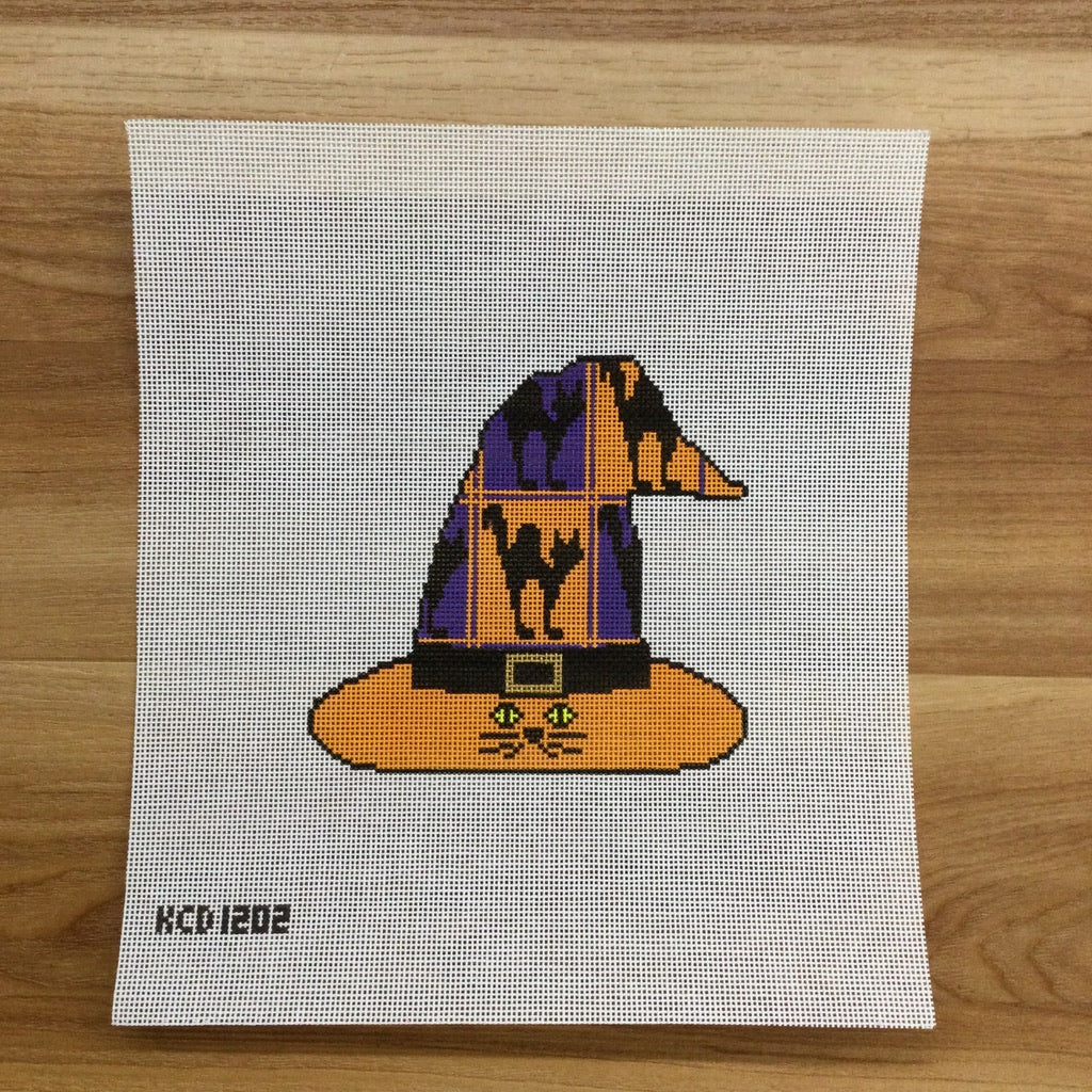 Black Cat Witch's Hat Canvas - needlepoint