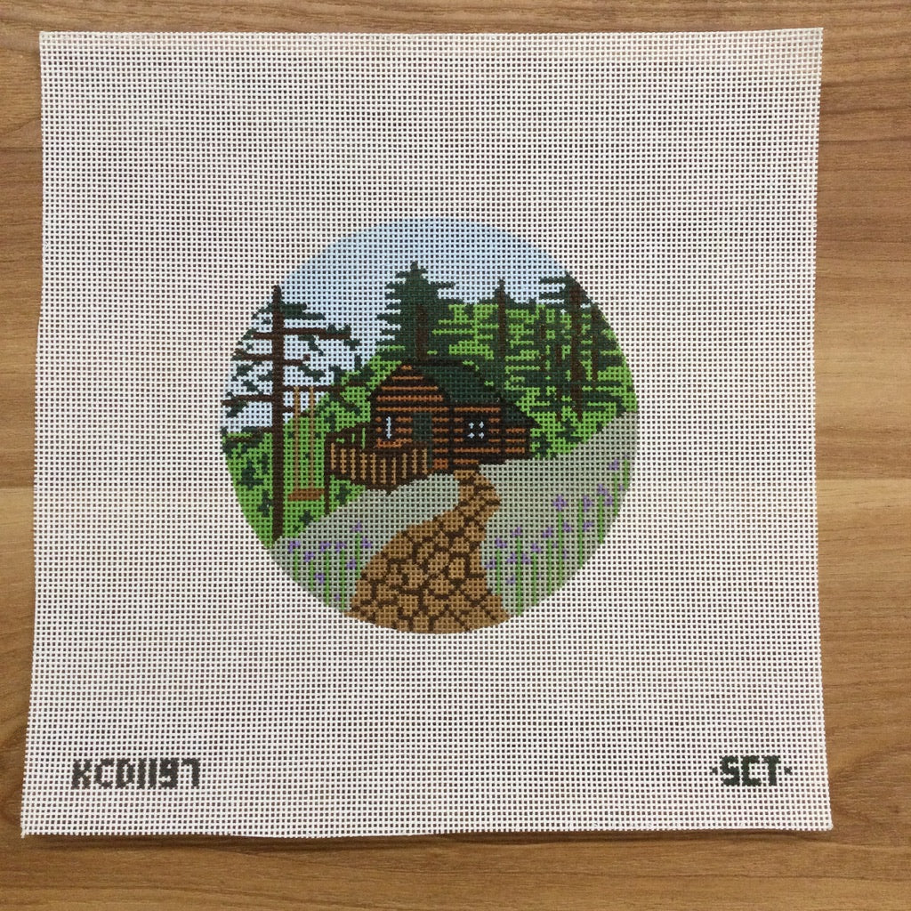 Cabin in the Woods Canvas - needlepoint