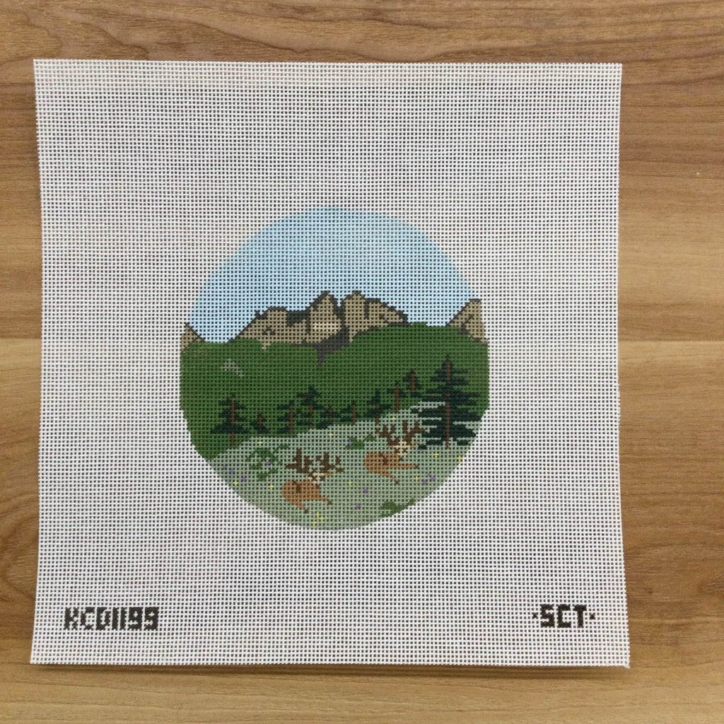Deer on the Rock Canvas - needlepoint