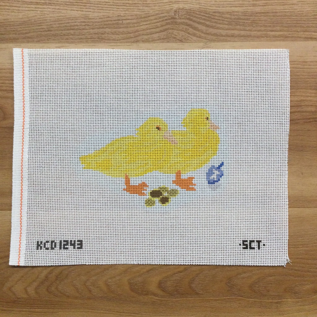 Ducklings Play Dreidel Canvas - KC Needlepoint