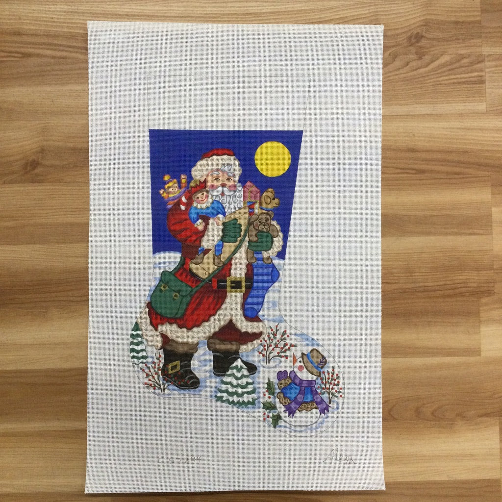 Santa and Snowman Stocking Canvas 7244 - KC Needlepoint