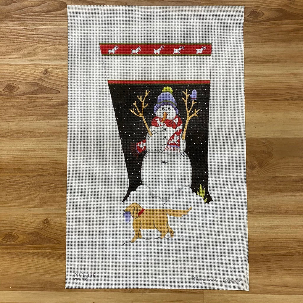 Snowman Friends and Golden Lab Stocking Canvas - needlepoint