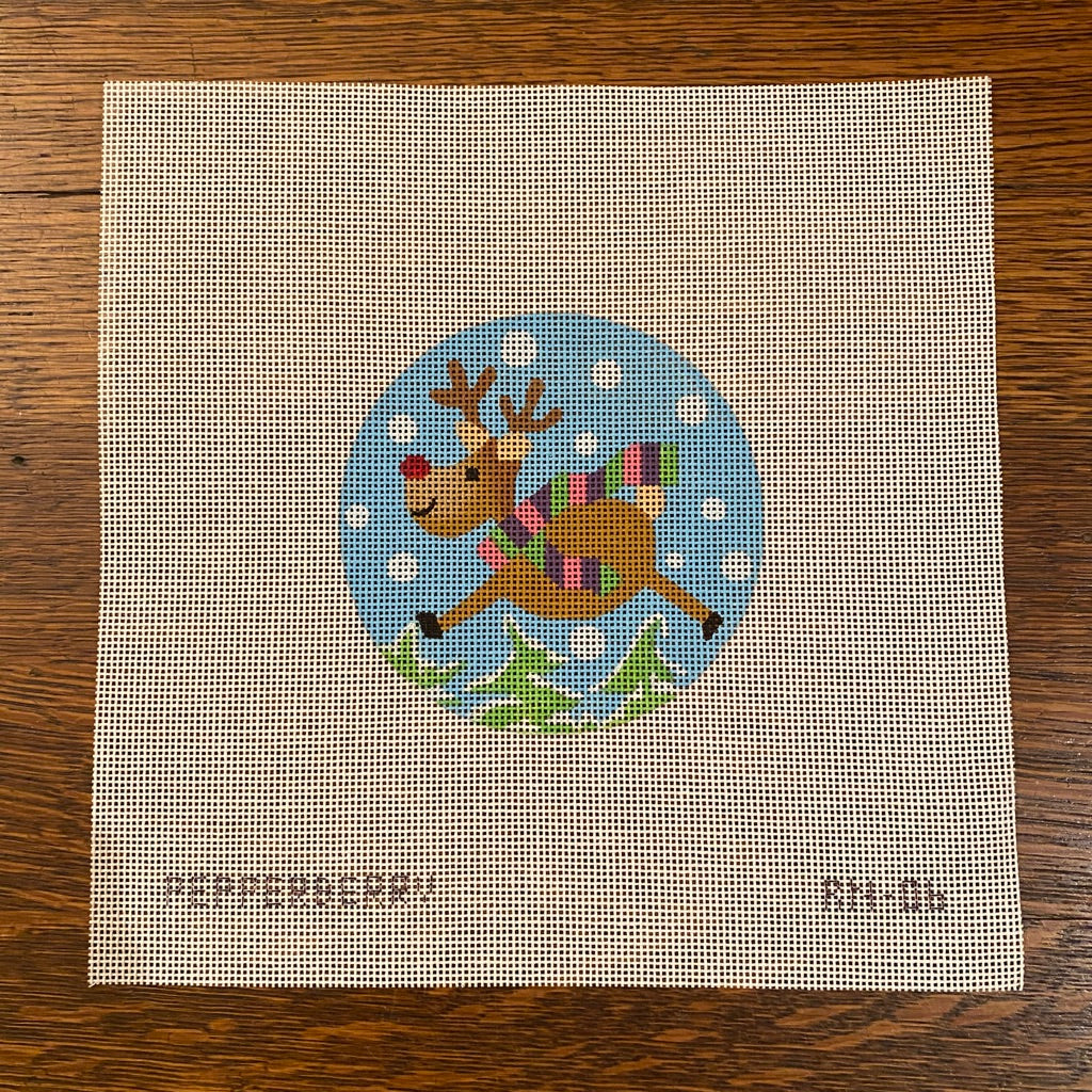 Flying Reindeer Ornament Canvas - needlepoint
