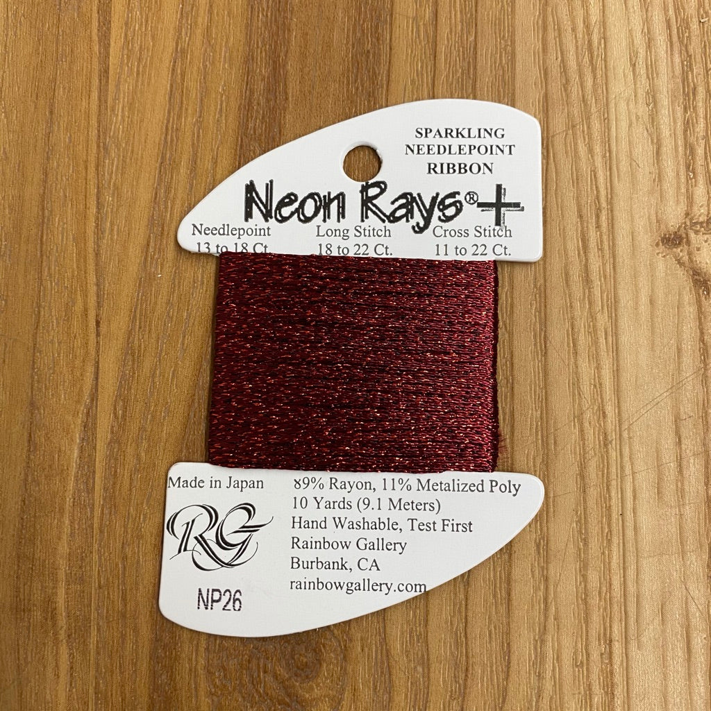 Neon Rays+ NP26 Burgundy - KC Needlepoint