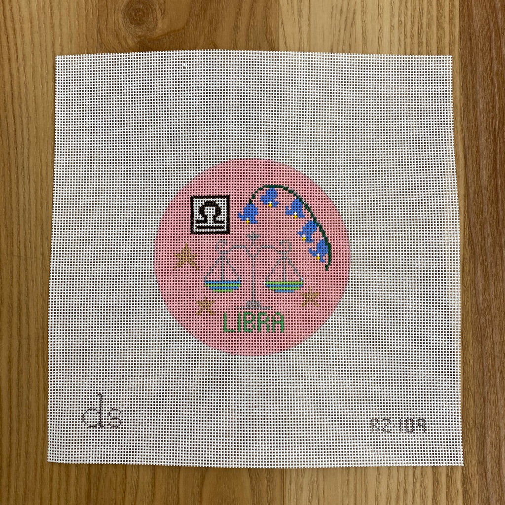 Libra Zodiac Round Canvas - needlepoint