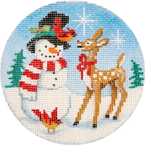 Snowman and Reindeer Canvas - KC Needlepoint