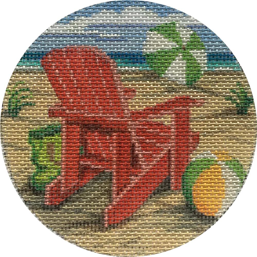 Red Beach Chair Canvas - KC Needlepoint