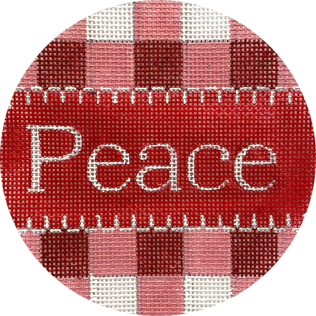 Peace Gingham in Red Canvas - KC Needlepoint
