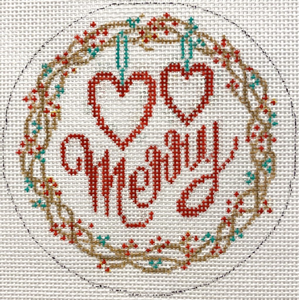 Merry Hearts Canvas - KC Needlepoint