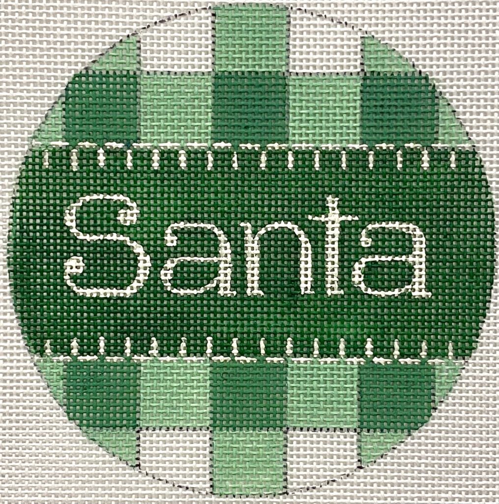 Santa Green Gingham Canvas - KC Needlepoint