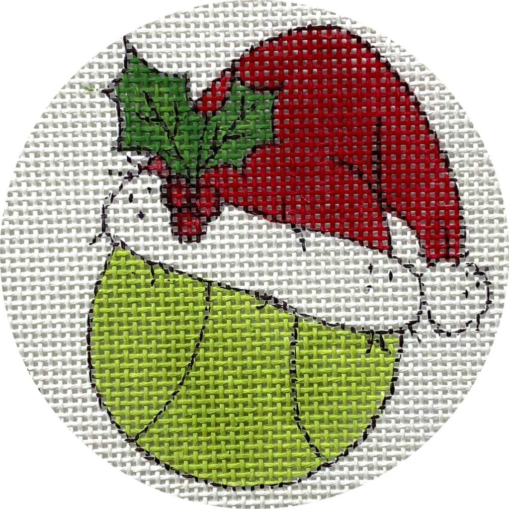 Tennis Ball with Santa Hat Canvas - KC Needlepoint