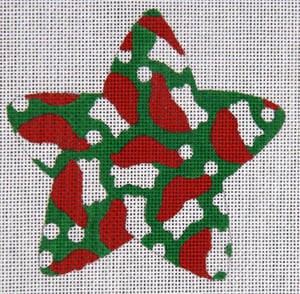 Star with Santa Hats Canvas - KC Needlepoint