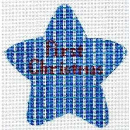 First Christmas Blue Star Canvas - KC Needlepoint