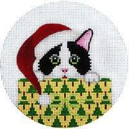 Kitty in Package Ornament Canvas - KC Needlepoint