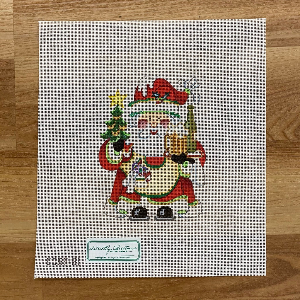 Squatty Santa with Beer Canvas - needlepoint