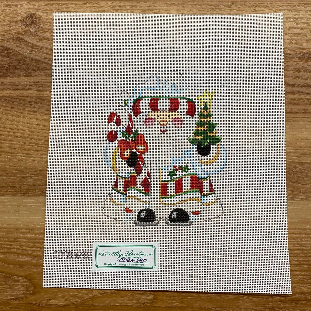 Candy Cane and Snow Squatty Santa Canvas - needlepoint