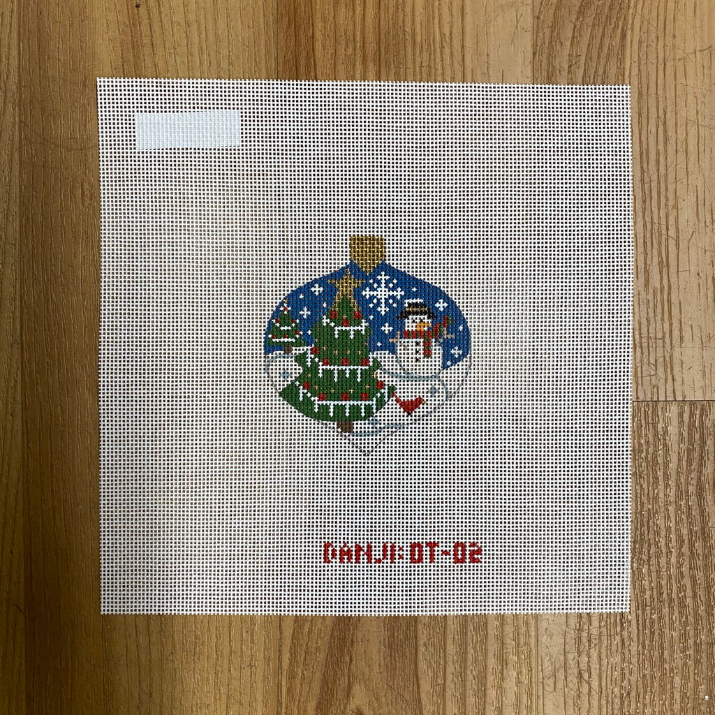 Snowman and Tree Ornament Canvas - needlepoint