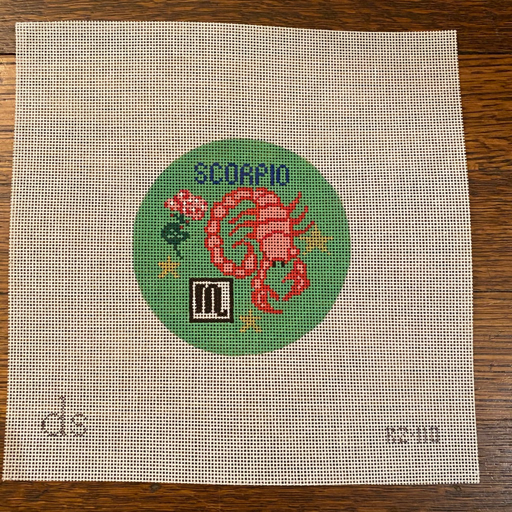 Scorpio Zodiac Round Canvas - needlepoint