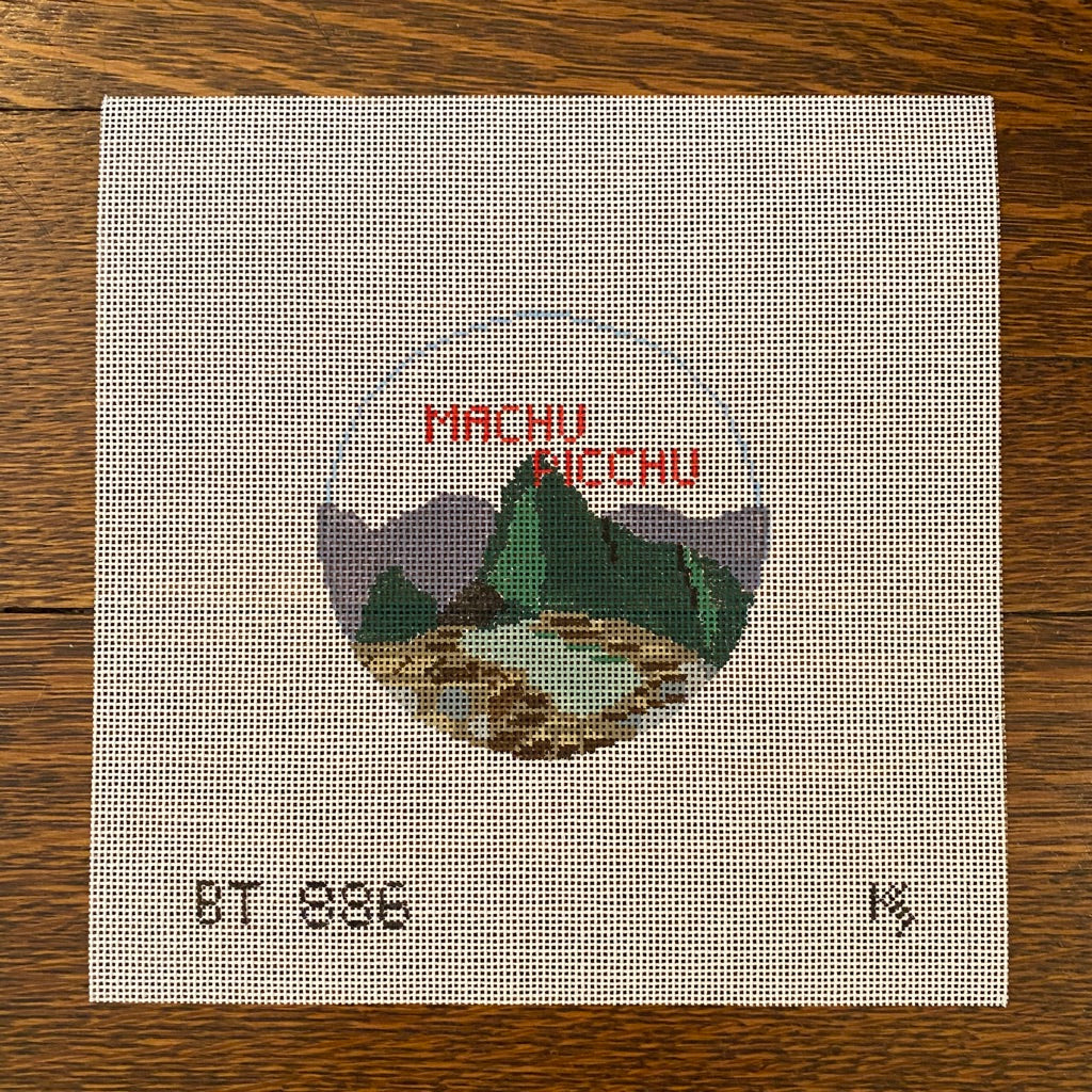 Machu Picchu Travel Round Canvas - needlepoint
