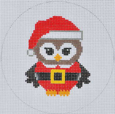 Santa Owl Ornament Canvas - KC Needlepoint