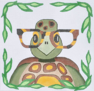 Turtle with Glasses Canvas - KC Needlepoint