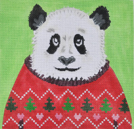 Holiday Sweater Panda Canvas - KC Needlepoint