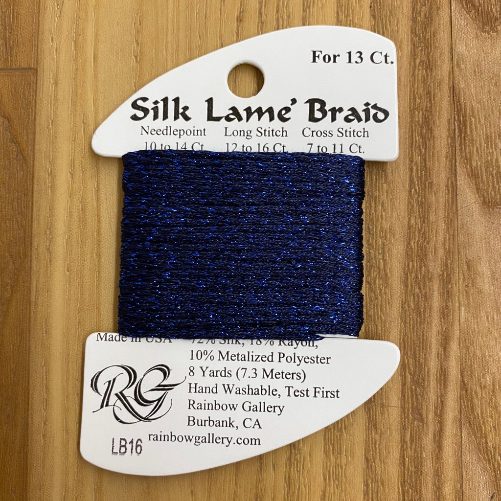 Silk Lamé Braid LB16 Navy - needlepoint