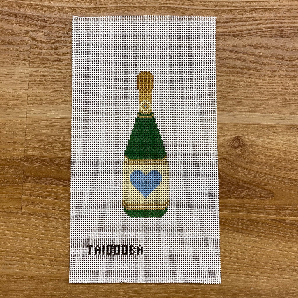 Heart Champagne Bottle Canvas - needlepoint