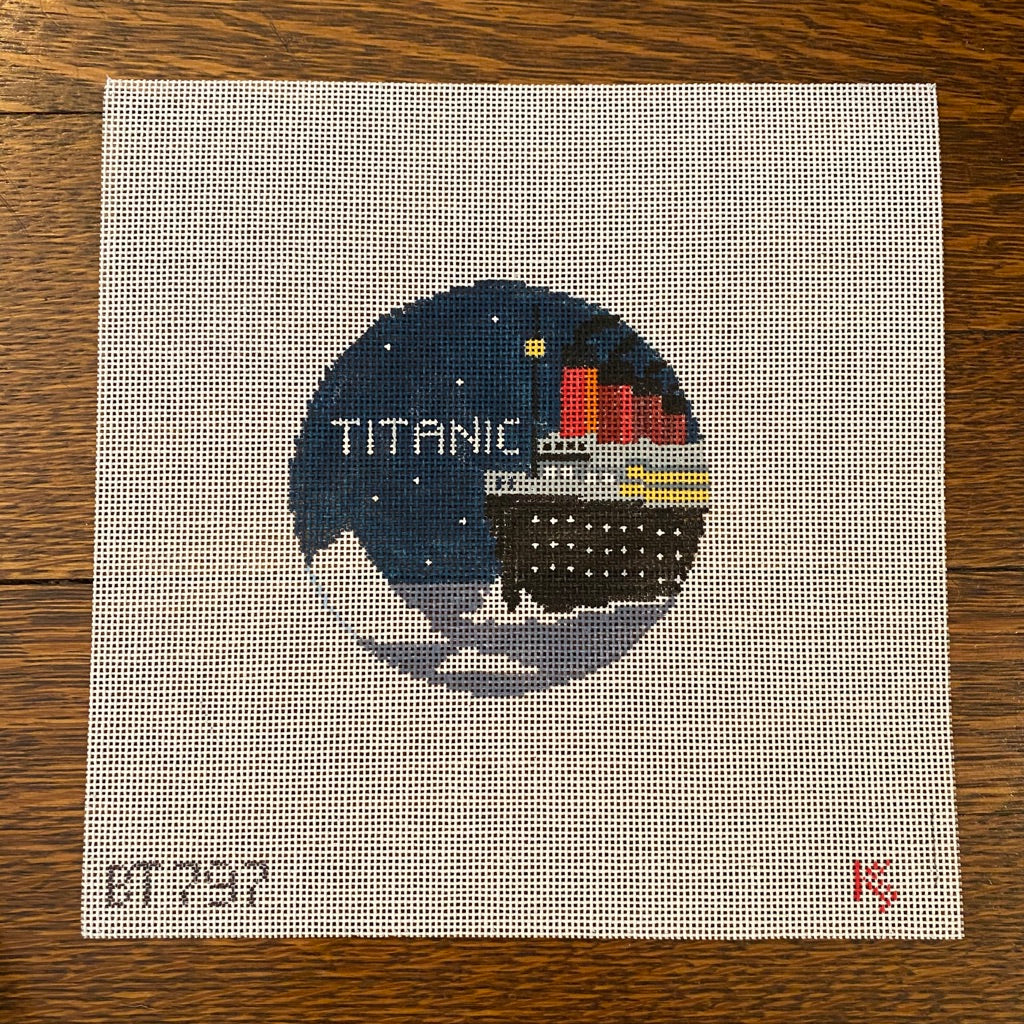 Titanic Travel Round Canvas - needlepoint